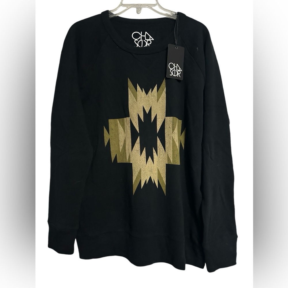 Chaser Pullover Sweatshirt Aztec Modern Design Shirt Sweater NWT Size Large